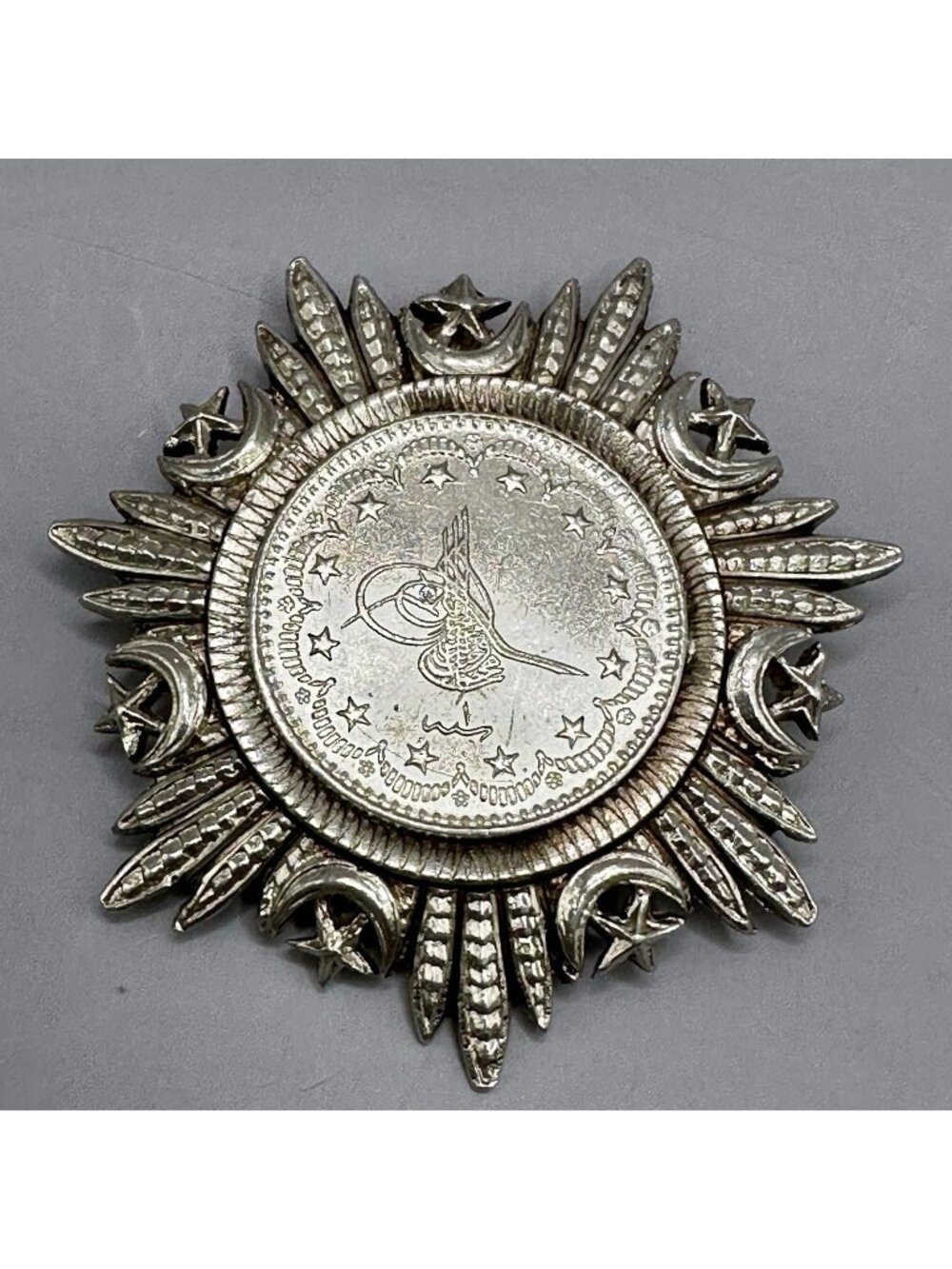 Ottoman Order of the Medjidie Brooch Turkish Original Silver Coin Tughra
